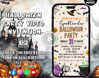 Digital Halloween Party Invitation: Editable Canva Template