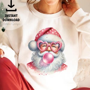 Santa Png, Christmas Png, Bubblegum Girl Png, Christmas Sublimation Designs, Trending Png, Retro Holidays Png,Pink Christmas,Girly Christmas
