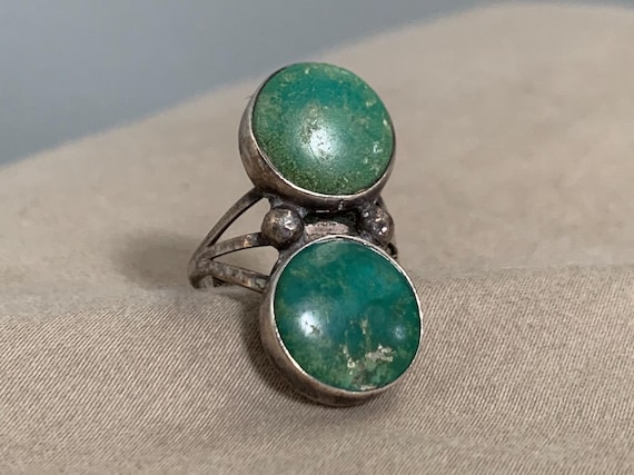 Tall!! Towering Vintage Native American Navajo Blue Gem Turquoise Sterling Silver Ring Old Tall!! Towering Vintage Native American Navajo Blue Gem Turquoise Sterling Silver Ring Old