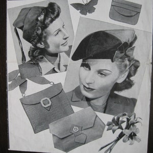 May include: A vintage sewing pattern booklet with a black and white photo of two women modeling leather accessories. The booklet is titled "Bestway Leaflet 1120 3d. Leather Accessories Easily Made from Small Pieces".