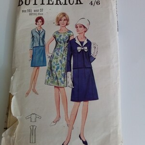 1960s Dress & Jacket - 37&quot; Bust - Butterick 3959 - Vintage Sewing Pattern