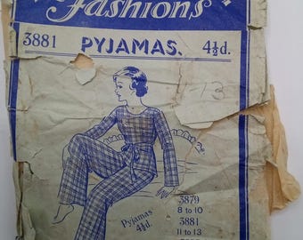TLC - 1930s Teen Pyjamas - Age 11-13 - Blackmore 3881 - Vintage Sewing Pattern