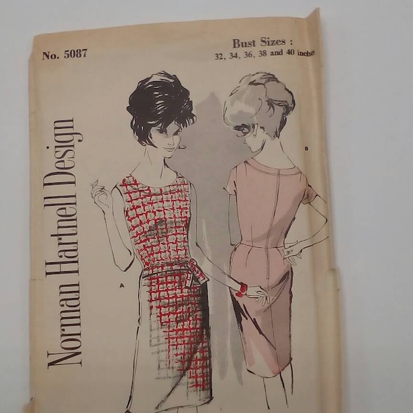 1960s Dress - 40" Bust - Norman Hartnell - Womans Own 5087 - Vintage Sewing pattern