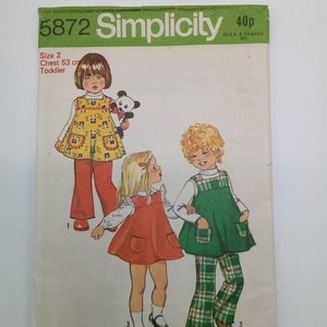 1973 Girls' Jumper & Bell Bottoms - Age 2 - Simplicity 5872 - Vintage Sewing Pattern