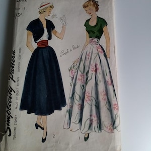 1950s Teen Blouse, Bolero & Skirt - 34&quot; Bust - Simplicity 2862 - Vintage Sewing Pattern
