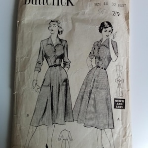 1950s Dress - 32&quot; Bust - Butterick 5892 - Vintage Sewing Pattern