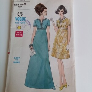 1960s Evening Dress - 38&quot; Bust - Vogue 7490 - Vintage Sewing Pattern