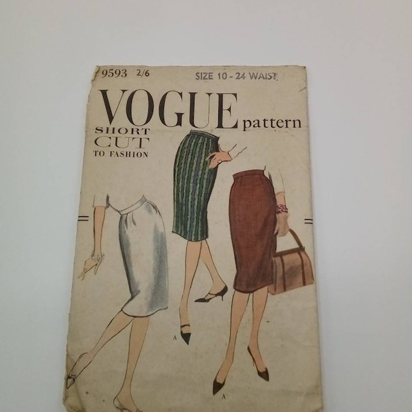 TLC - 1950s Skirt - 24" Waist - Vogue 9593 - Vintage Sewing Pattern