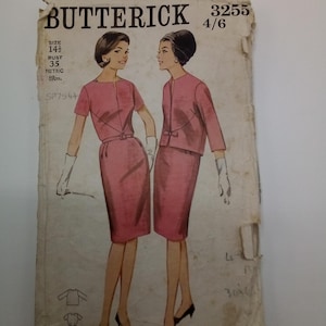 1960s Dress & Jacket - 35&quot; Bust - Butterick 3255 - Vintage Sewing Pattern
