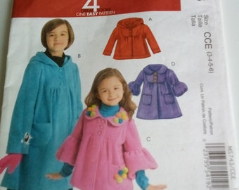 2008 Girls Coat - Multi-Size - McCall's M5743 - Sewing Pattern