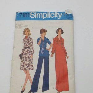 1975 Dress or Top & Scarf - 39" Bust - Simplicity 7181 - Vintage Sewing Pattern