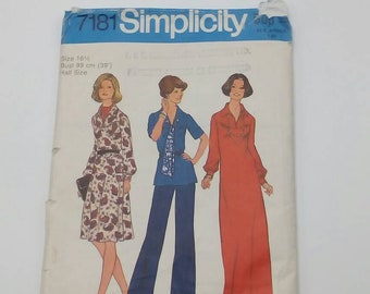 1975 Dress or Top & Scarf - 39" Bust - Simplicity 7181 - Vintage Sewing Pattern
