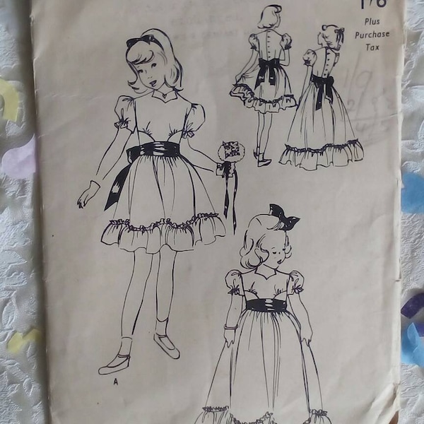 TLC - 1940s / 1950s Girls' Party / Bridesmaid Dress - 23" Chest - Butterick 5135 - Vintage Sewing Pattern