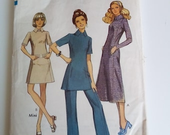 1970er Kleid, Tunika & Hose - 38" Büste - Style 2899 - Vintage Schnittmuster