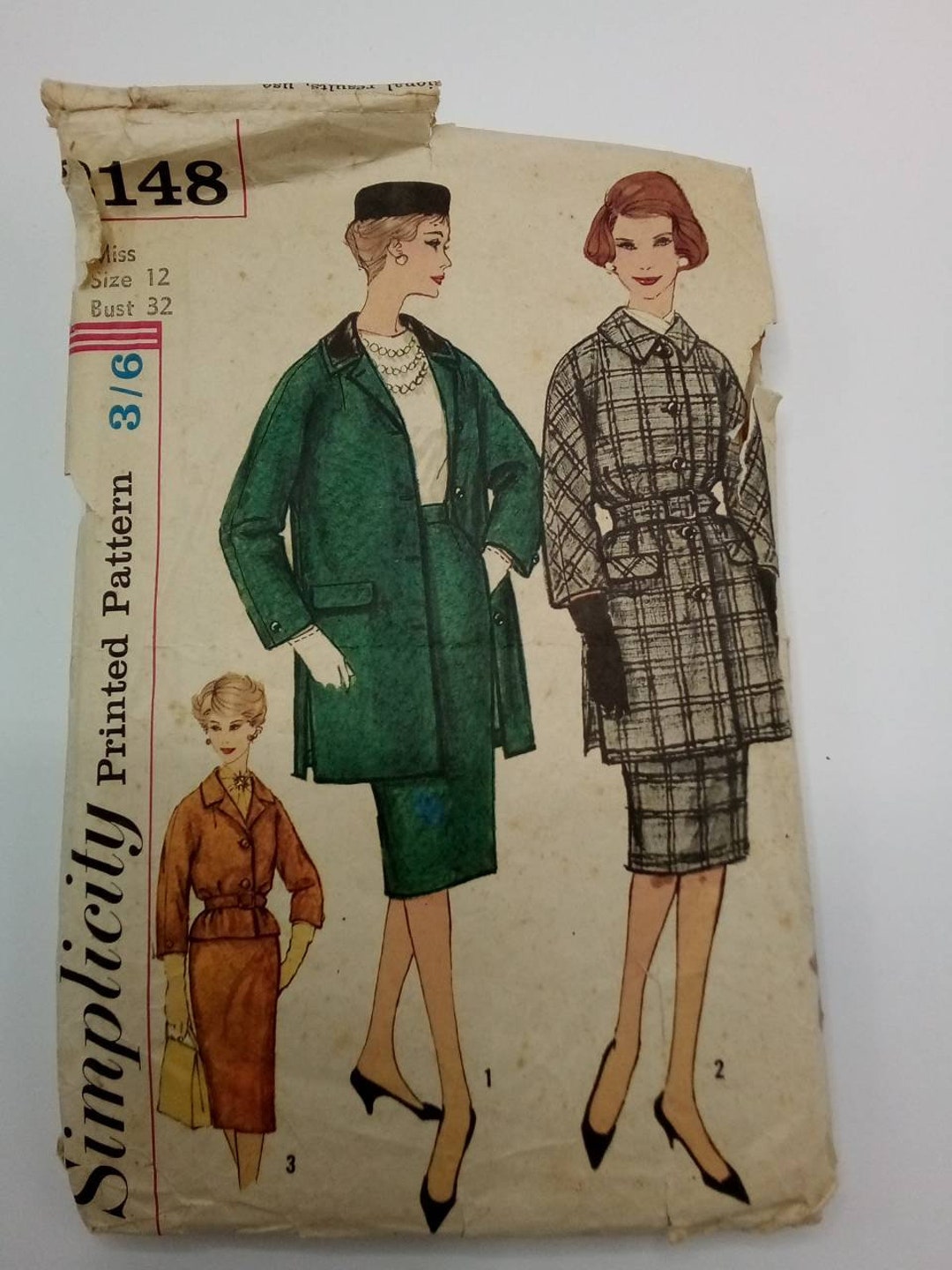 TLC 1950s Walking Suit 32" Bust Simplicity 3148 Vintage Sewing