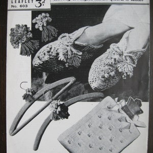 1940s Gifts in Knitting and Crochet - Bestway 603 - Hot Water Bottle Bed Bootees Posy Shopping Bag Hangers - WW2 Wartime Home Front