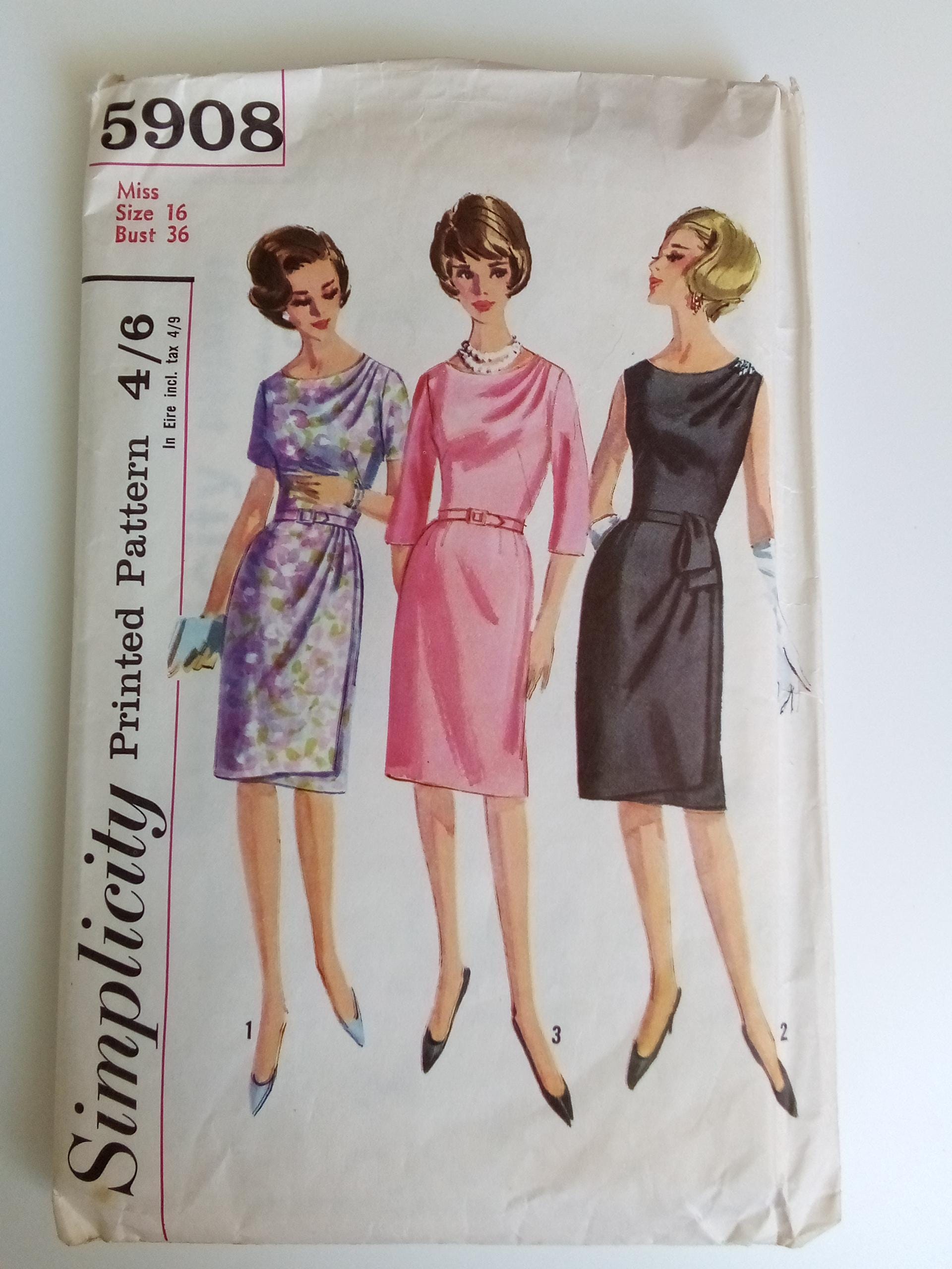 1965 cocktail dress 1965 Dress Sewing Pattern - 60s Teen Junior Cocktail Dress - Three Flirty Designs - Uncut Complete Bust 30 Mccalls 7974 1960s Dollybird