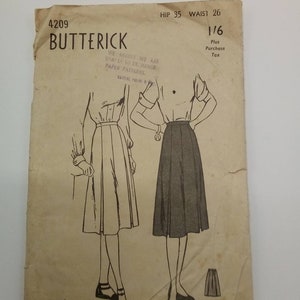 1940s Skirt - 26" Waist - Butterick 4209 - Vintage Sewing Pattern