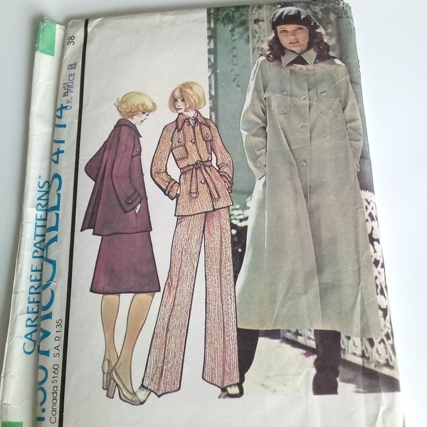 1975 Coat, Jacket, Skirt & Pants - 38" Bust - McCall's 4774 - Vintage Sewing Pattern