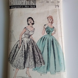 1950-tals aftonklänning - 81 cm byst - Butterick 6810 - Vintage sömnadsmönster