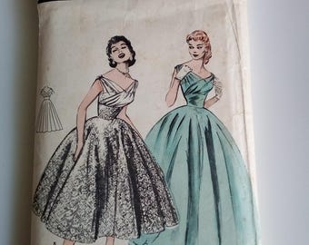 1950s Evening Dress - 32" Bust - Butterick 6810 - Vintage Sewing Pattern