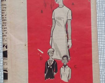 1960s Dress - 36" Bust - Printed Pattern - Vintage Retro Sewing Pattern