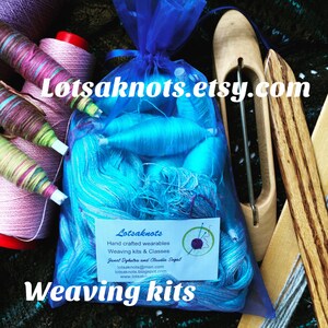 Shawl Weaving Kit. Blue and White Striped Shawl, Handmade Weaving. Personalized Gift. image 10