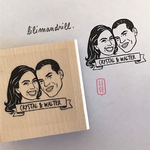 Valentines day gift Custom portrait stamp for wedding stationery Personalize gift image 6