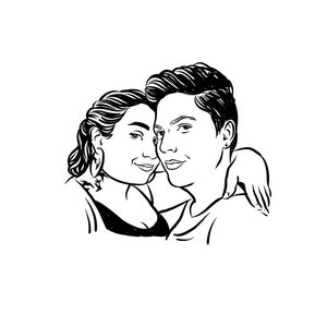 Custom couple portrait drawing print for birthday Mother Father day Personalize gift image 10