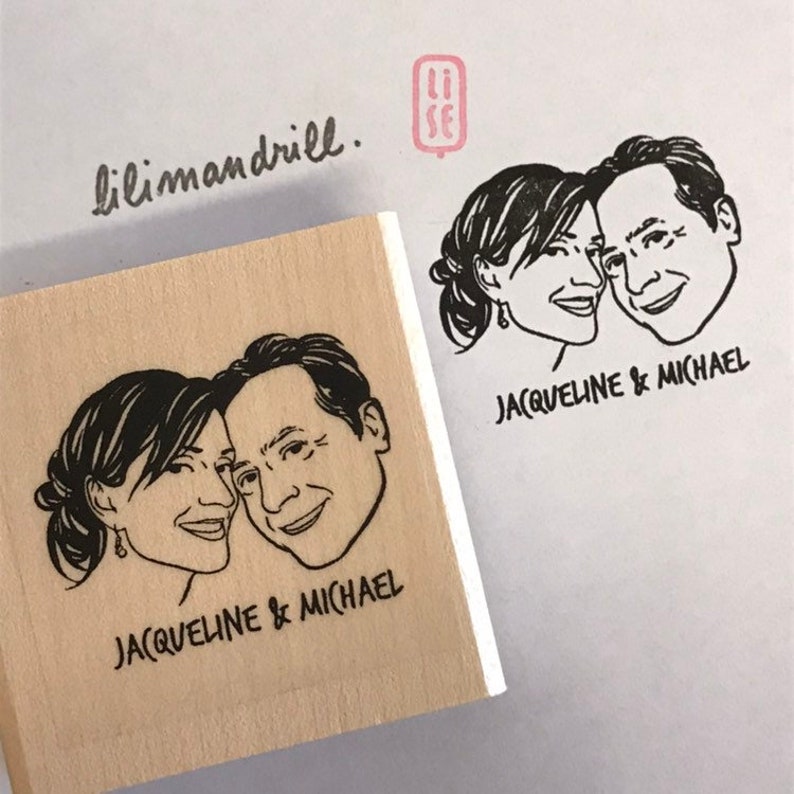 Custom Portrait stamp for wedding Personalized gift Etsy Registry image 9