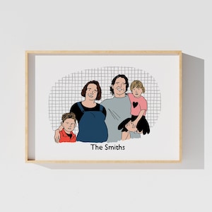 Custom Family portrait digital copy for Mother's Day drawing birthday Father day Personalize gift image 1