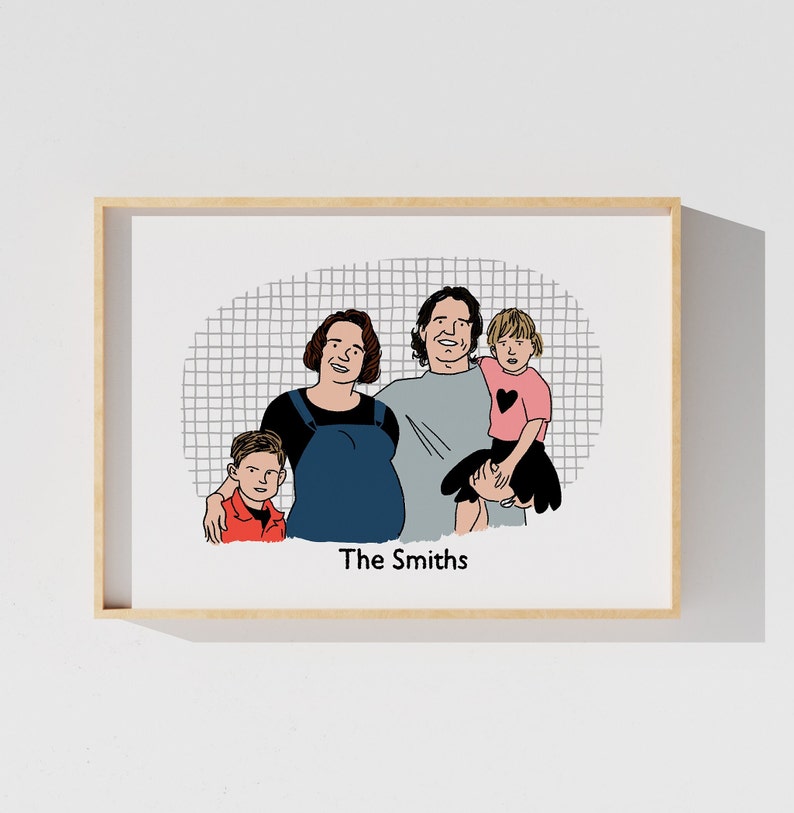 Custom Family portrait digital copy for Mother's Day drawing birthday Father day Personalize gift image 1