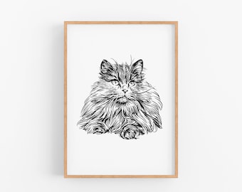Custom Personalize pet portrait drawing print for Christmas gift