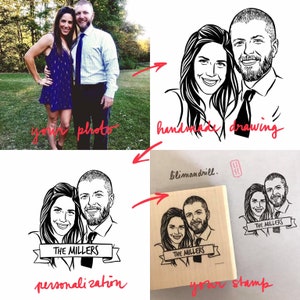 Custom Portrait stamp for wedding Personalized gift Etsy Registry image 2