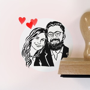 Personalize portrait stamp gift for couple bride and groom