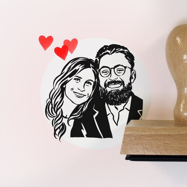 Personalize portrait stamp gift for couple bride and groom