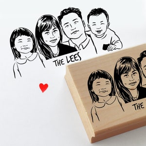 Gift for mom dad Family portrait stamp for Personalize gift return address image 7