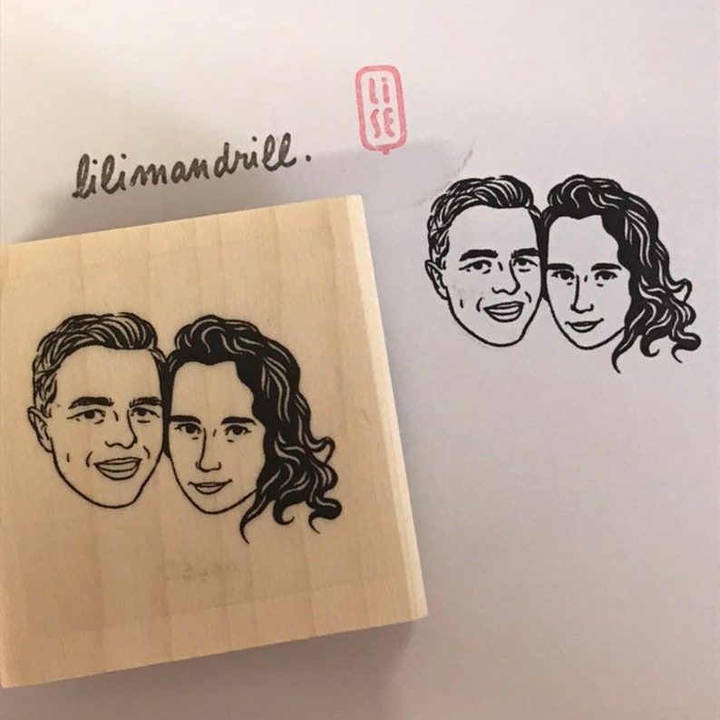 Valentines day gift Custom portrait stamp for wedding stationery Personalize gift image 10