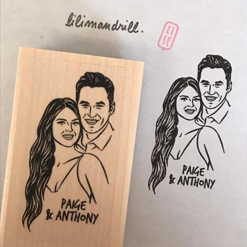 Custom Portrait stamp for wedding Personalized gift Etsy Registry image 5