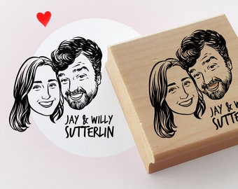 Valentine’s day gift Custom portrait stamp for wedding stationery Personalize gift