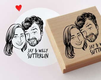 Valentine’s day gift Custom portrait stamp for wedding stationery Personalize gift