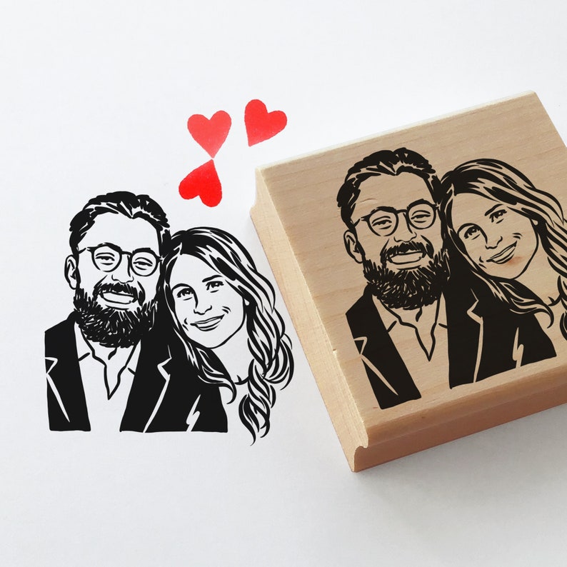 Personalize portrait stamp gift for couple bride and groom image 3