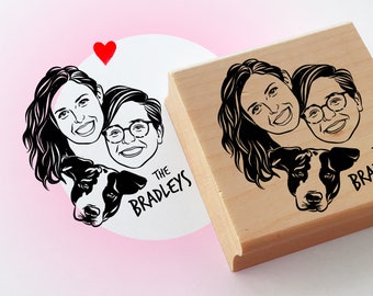 Valentine’s Day gift Family portrait stamp For custom stationery Personalize gift