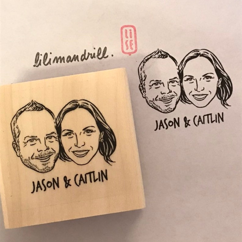 Valentines day gift Custom portrait stamp for wedding stationery Personalize gift image 9