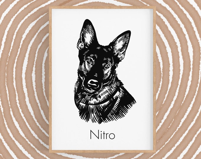 Custom pet portrait drawing print for personalize Christmas gift