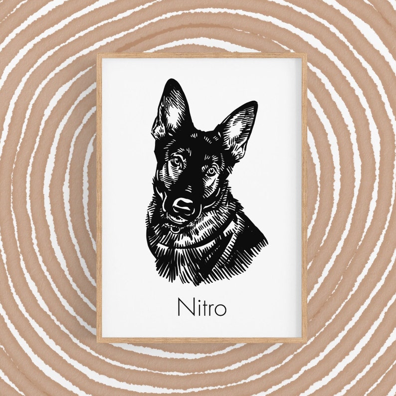 Custom pet portrait drawing print for personalize Christmas gift image 1