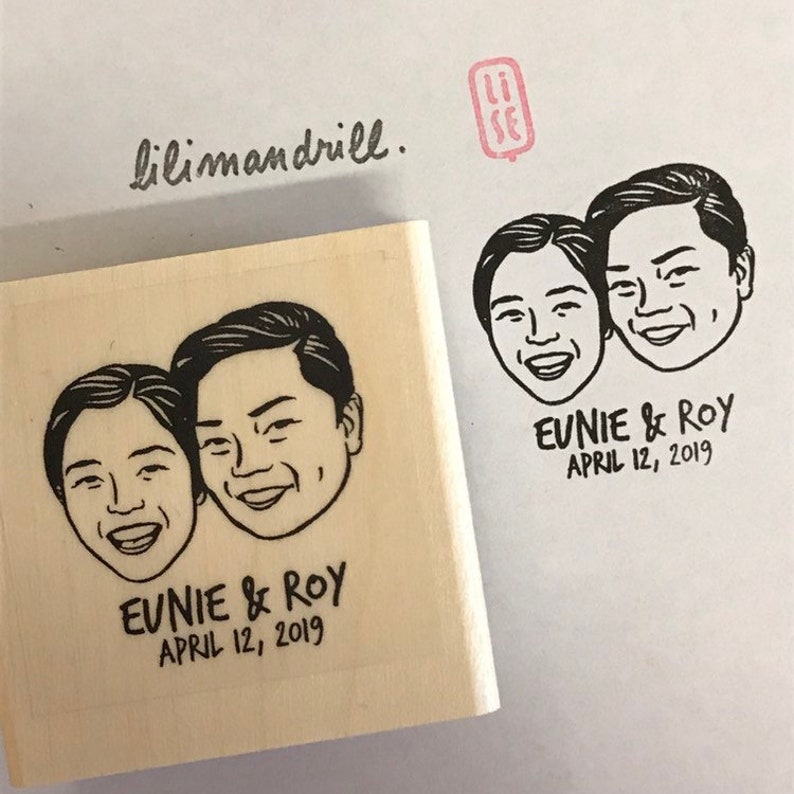 Custom portrait stamp for valentine wedding Personalize gift image 7