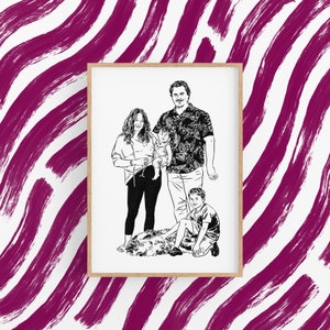 Gift for mom dad Custom family portrait drawing print for Personalize gift