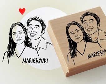 Valentine’s day gift Custom portrait stamp for wedding stationery Personalize gift