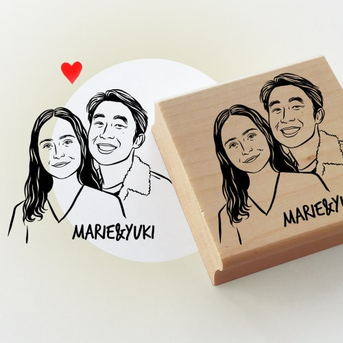 Valentine’s day gift Custom portrait stamp for wedding stationery Personalize gift